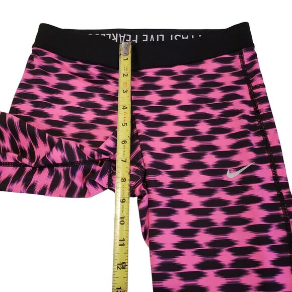 NIKE Dri-Fit Run Fast Live Fearless Crop Ankle Leggings Pink Black Small - Picture 3 of 8